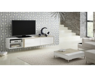 TV stolík Sigma 2C - dub sonoma / biely lesk / biela