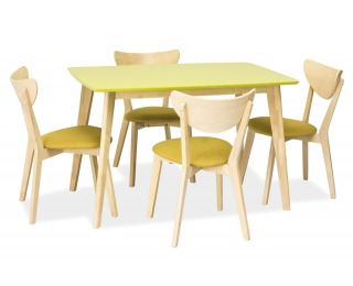 Jedálenský stôl Combo - zelená / biely dub