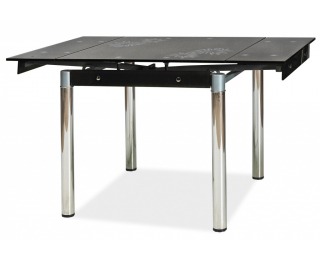 Jedálenský stôl GD-082 - chróm / tvrdené sklo / čierna