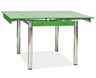 Jedálenský stôl GD-082 - chróm / tvrdené sklo / zelená