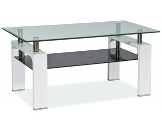 Sklenený konferenčný stolík Lisa II - biely lesk / chróm / sklo