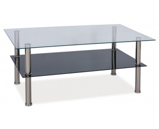 Sklenený konferenčný stolík Tessa T2 - sklo / chróm / čierne sklo