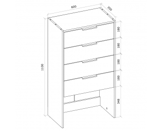Zásuvková komoda Signes K4SA 600 - biela