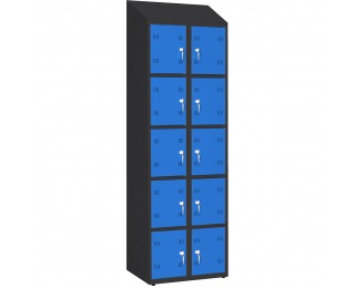 Boxová šatňová skriňa so šikmou strechou SK300-010 DASZEK - grafit / modrá