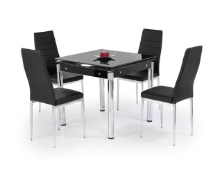 Sklenený rozkladací jedálenský stôl Kent - čierna / chróm
