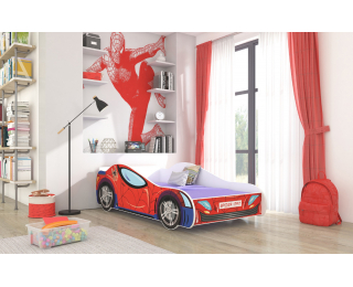 Detská posteľ s matracom Sland 70x140 cm - červená / biela