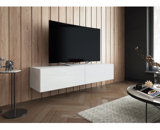 TV stolík na stenu Slide 150 - biela / biely lesk