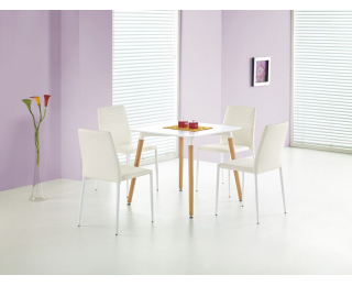 Jedálenský stôl Socrates 80 - biely lesk / buk