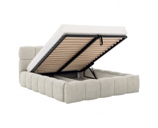 Čalúnená manželská posteľ s kovovým roštom Sorena 140x200 cm - smotanová