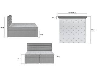 Čalúnená manželská posteľ s úložným priestorom Spezia 140 - sivá