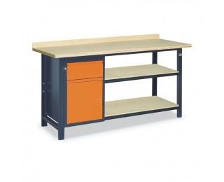 Pracovný stôl s dvoma policami SS02L/B/2PL90 - grafit / oranžová