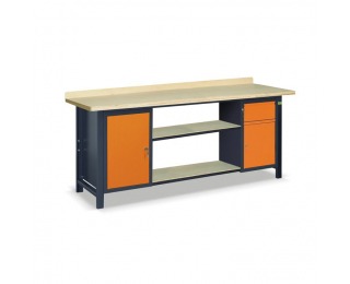 Pracovný stôl s dvoma policami SS03L/A/2PL90/B - grafit / oranžová Pracovný stôl s dvoma policami SS03L/A/2PL90/B - grafit / oranžová