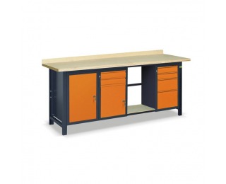 Pracovný stôl s jednou policou SS03L/AC/PL45/E - grafit / oranžová