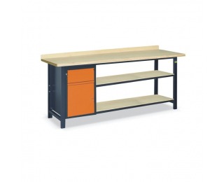 Pracovný stôl s dvoma policami SS03L/B/2PL135 - grafit / oranžový Pracovný stôl s dvoma policami SS03L/B/2PL135 - grafit / oranžová