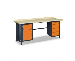 Pracovný stôl SS03L/BF - grafit / oranžová