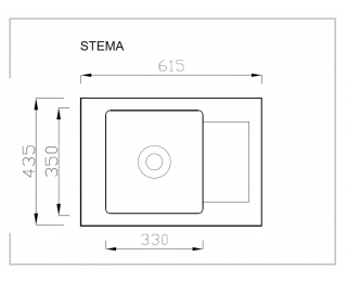 Granitový kuchynský drez Stema 61,5x43,5 cm - biela