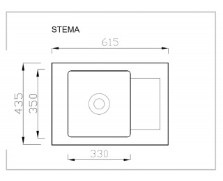 Granitový kuchynský drez Stema 61,5x43,5 cm - sivá