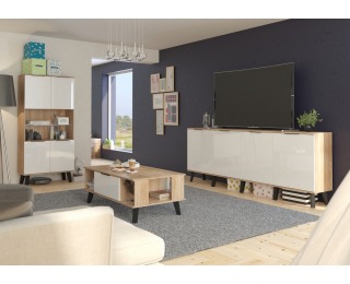 Skrinka na stenu Sven SVN-15 - sonoma svetlá / biely lesk Skrinka na stenu Sven SVN-15 - sonoma svetlá / biely lesk