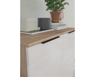 Komoda Sven SVN-01 - sonoma svetlá / biely lesk Komoda Sven SVN-01 - sonoma svetlá / biely lesk