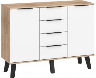 Komoda Sven SVN-02 - sonoma svetlá / biely lesk Komoda Sven SVN-02 - sonoma svetlá / biely lesk