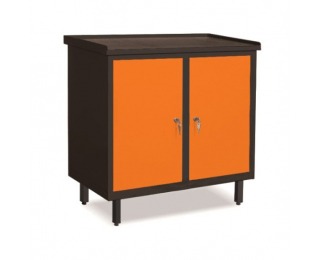 Dielenská skrinka s dvomi dvierkami na nožičkách SW01G/AA - grafit / oranžová