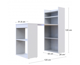 Písací stôl s regálom Talent T5 - biela