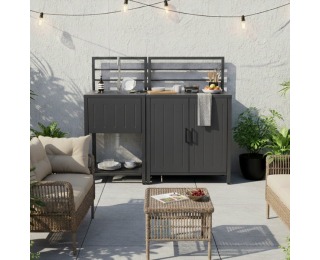 Záhradný kuchynský ostrovček s drezom Tanita Typ 2 - sivá