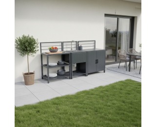 Záhradný kuchynský ostrovček s drezom Tanita Typ 2 - sivá