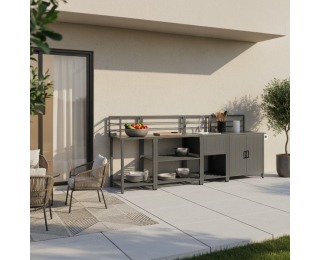 Záhradný kuchynský ostrovček s drezom Tanita Typ 2 - sivá