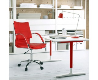 Kancelárske kreslo s podrúčkami Quirin New - červená / chróm