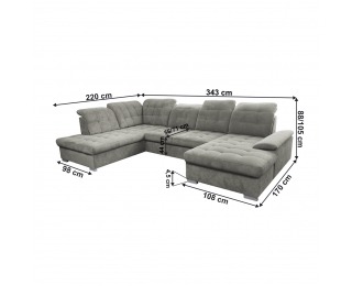 Rohová sedačka U s rozkladom Teodor New L - sivohnedá (taupe)