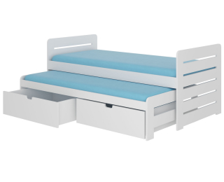 Drevená detská posteľ s prístelkou Tigris 80x180 cm - biela