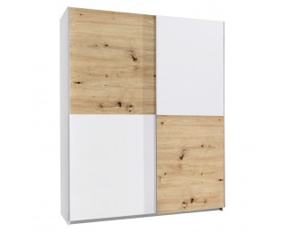 Šatníková skriňa s posuvnými dverami Tiner - dub artisan / biela