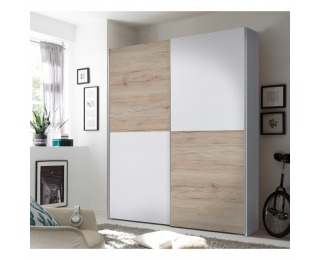 Šatníková skriňa s posuvnými dverami Tiner - dub sonoma / biela