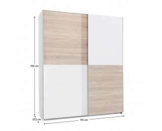 Šatníková skriňa s posuvnými dverami Tiner - dub sonoma / biela