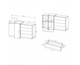 Dvojdverová komoda so zásuvkami Trio 2D4S - biela / dub craft zlatý