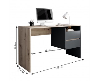 Písací stôl Tulio - dub artisan / grafit / antracit