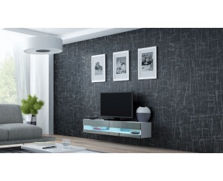TV stolík na stenu Vigo New 140 - biela / sivý lesk TV stolík na stenu Vigo New 140 - biela / sivý lesk