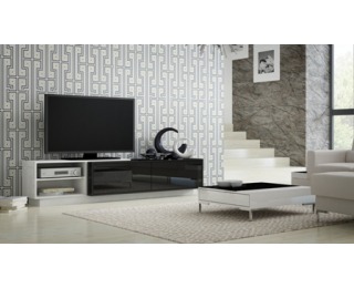 TV stolík Sigma 2A - čierna / čierny lesk / biela / biely lesk