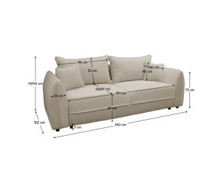 Rozkladacia pohovka s úložným priestorom Vebi Big Sofa - krémová