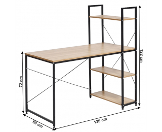 Písací stôl s regálom Veina - dub / čierna