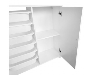 Regál / skrinka s úložnými boxmi Velto - biela