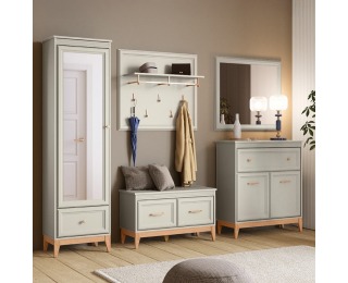 Zrkadlo na stenu Vendy W-21 - kasmír krémová / dub