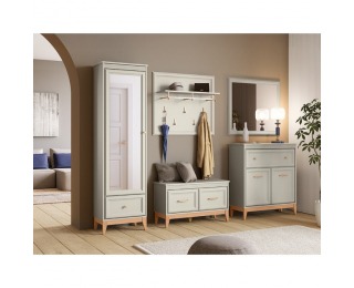 Zrkadlo na stenu Vendy W-21 - kasmír krémová / dub