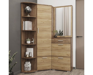 Rohová predsieňová skriňa Veneta CW - craft tobacco / dub craft zlatý