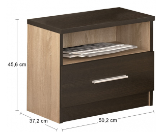 Nočný stolík (2 ks) Verify N - dub sonoma / wenge