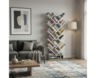 Regál Vevey - sivá / biela