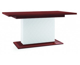 Rozkladací jedálenský stôl Via VI-S1 - biely mat / mahagón vysoký lesk