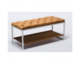 Čalúnená lavica do predsiene Vikar - biela / béžová