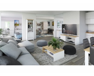 Konferenčný stolík Vilgo 90 - biela / dub wotan